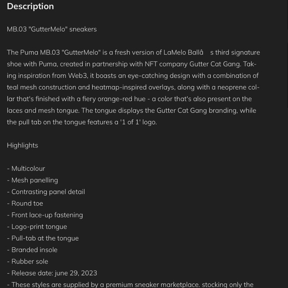 PUMA x GUTTER CAT GANG x LAMELLO BALL MB.03 rare - Picture 7 of 8